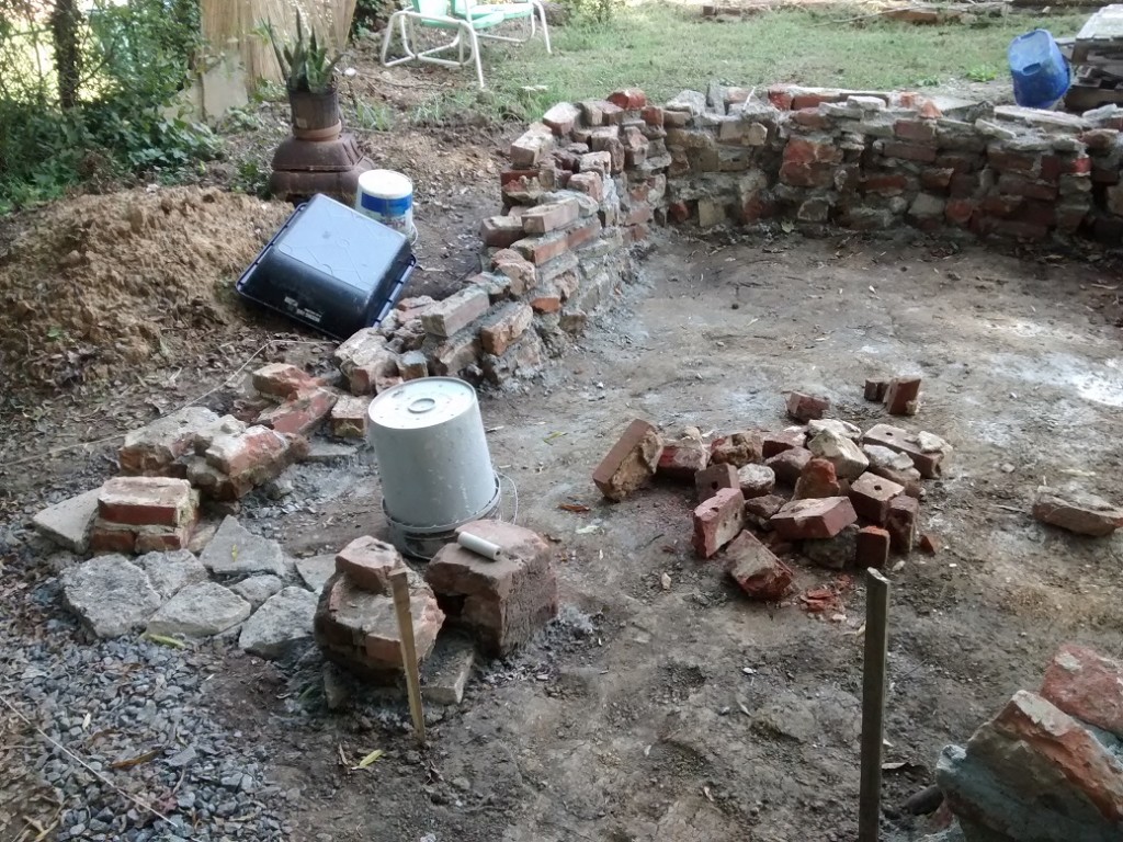 Yesterday - from "door." Mortared the rest of the footprint for the foundation.